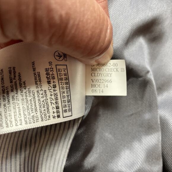 Banana Republic Suit Jacket Blazer Mens 44R Gray Micro Check Tailored Fit Cotton - Picture 7 of 16